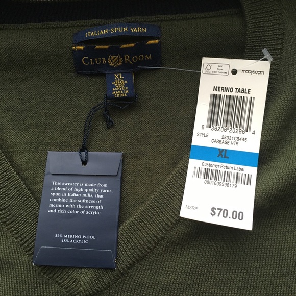 Club Room Men’s Merino Wool VNeck Sweater Pullover - Picture 5 of 8